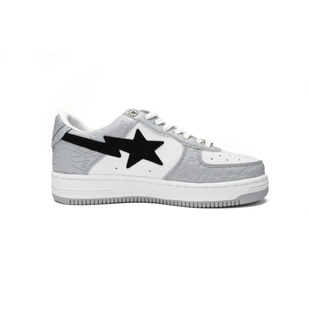 BP A Bathing Ape Bape Sta Low White Gray embossing