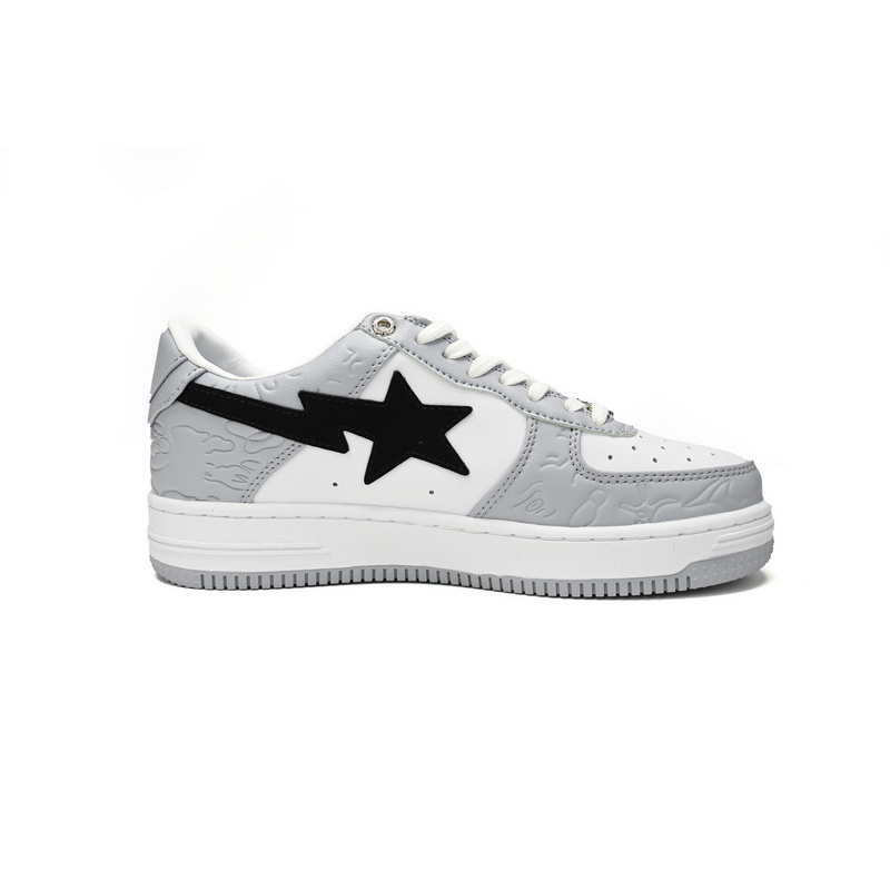 BP A Bathing Ape Bape Sta Low White Gray embossing