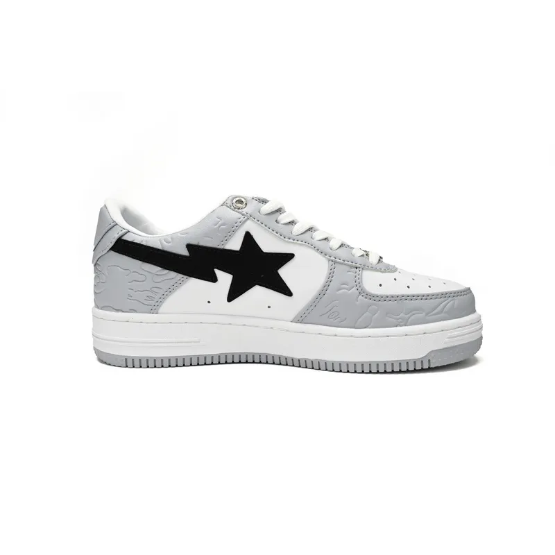 BP A Bathing Ape Bape Sta Low White Gray embossing