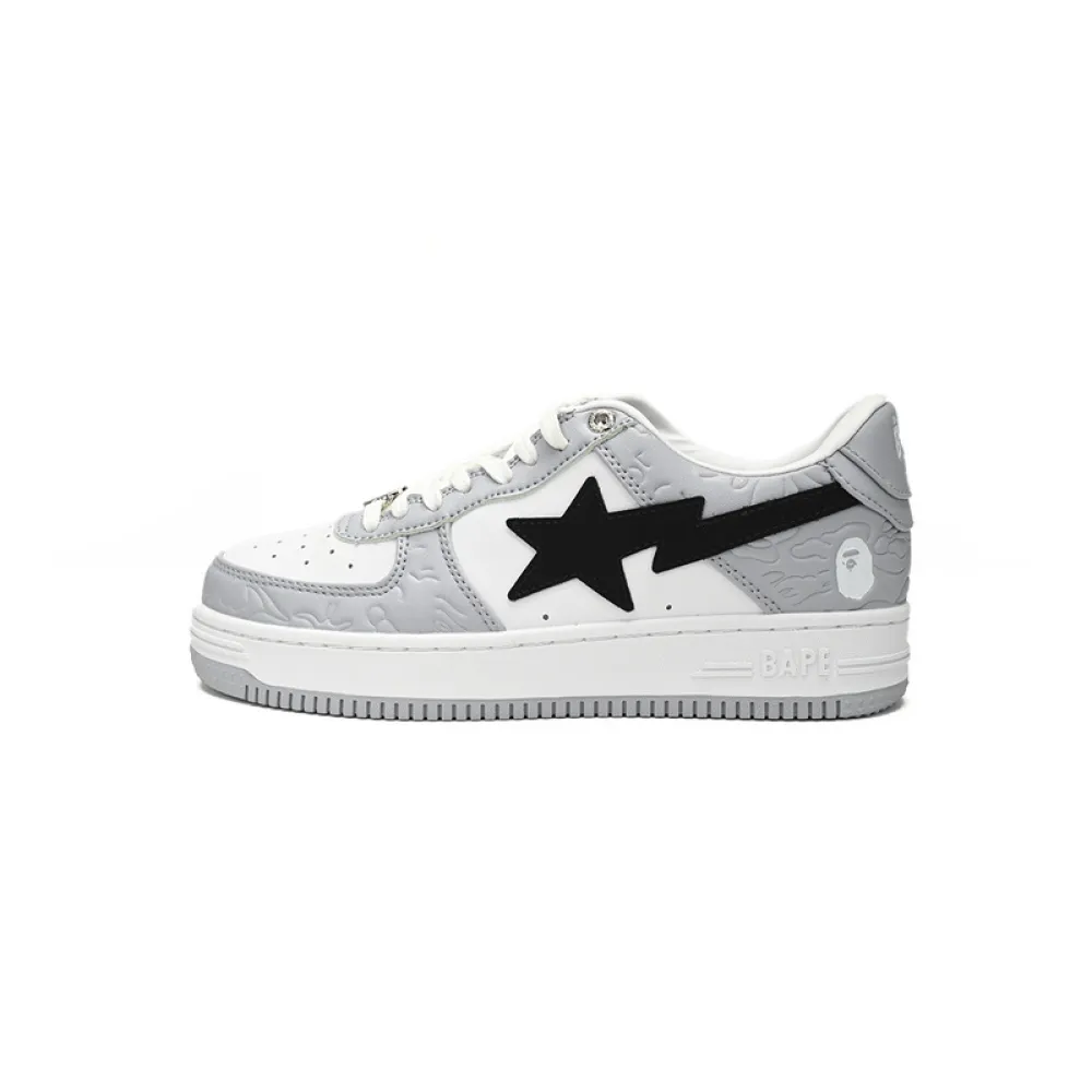 BP A Bathing Ape Bape Sta Low White Gray embossing
