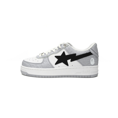 BP A Bathing Ape Bape Sta Low White Gray embossing 01