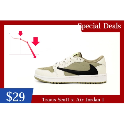 🔥Travis Scott x Air Jordan 1 Low Golf “Olive”