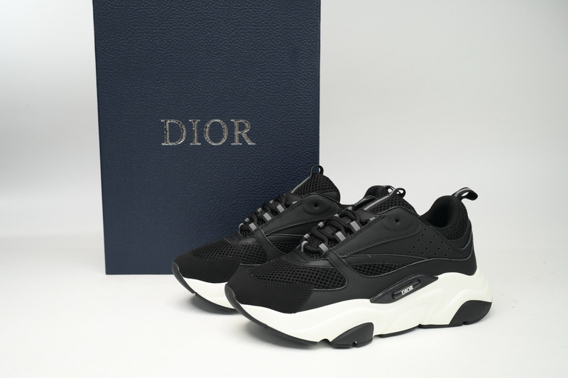 Dior White, Blue, & Black 'B22' Sneakers Black And White