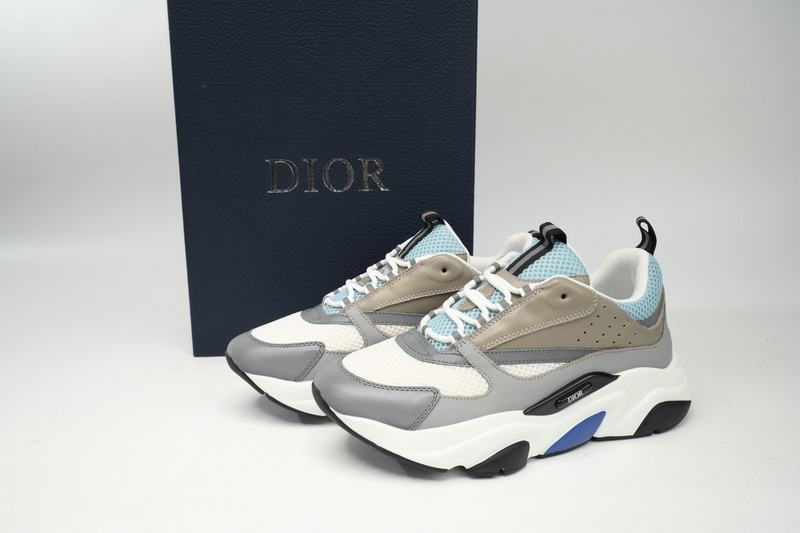 Dior White, Blue, & Black 'B22' Sneakers Rice Grey Blue