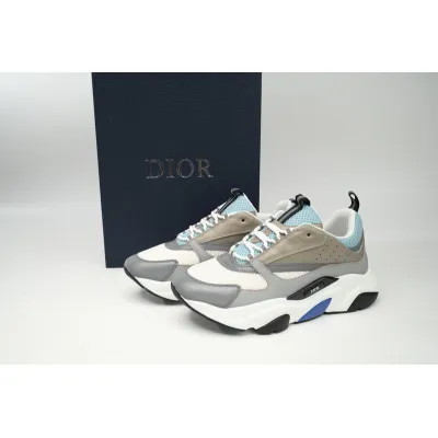 Dior White, Blue, & Black 'B22' Sneakers Rice Grey Blue 02