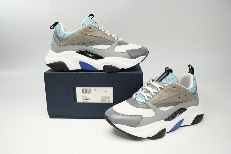 Dior White, Blue, & Black 'B22' Sneakers Rice Grey Blue