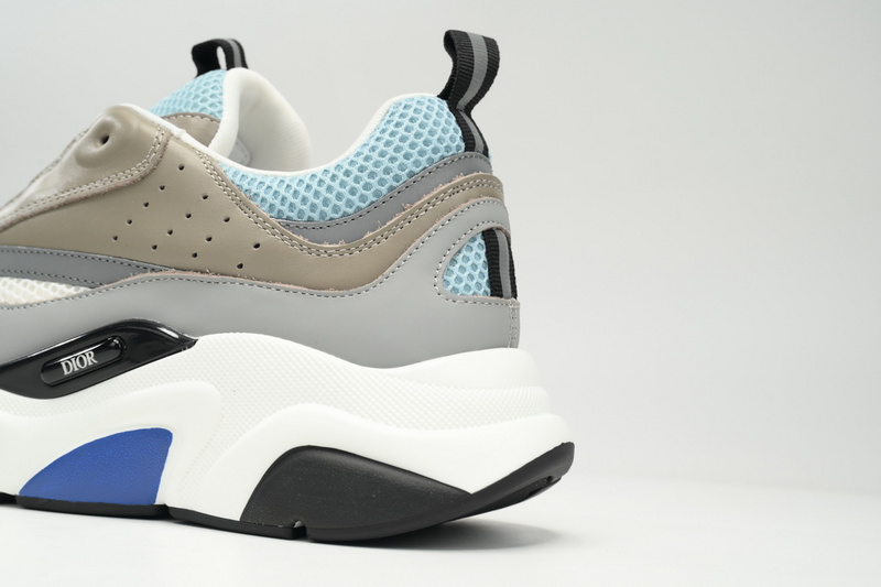 Dior White, Blue, & Black 'B22' Sneakers Rice Grey Blue