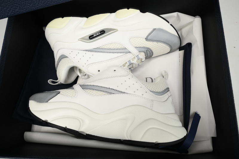 Dior White, Blue, & Black 'B22' Sneakers Rice White Gray
