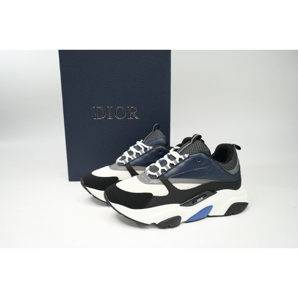 Dior White, Blue, & Black 'B22' Sneakers White Blue