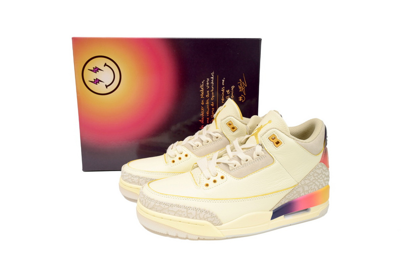 XH J Balvin x Air Jordan 3 White Blue Red