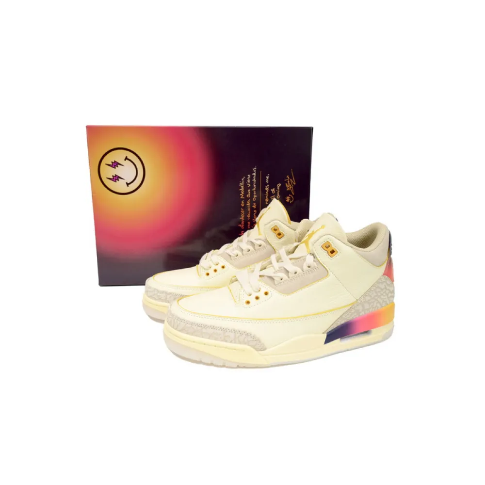 XH J Balvin x Air Jordan 3 White Blue Red