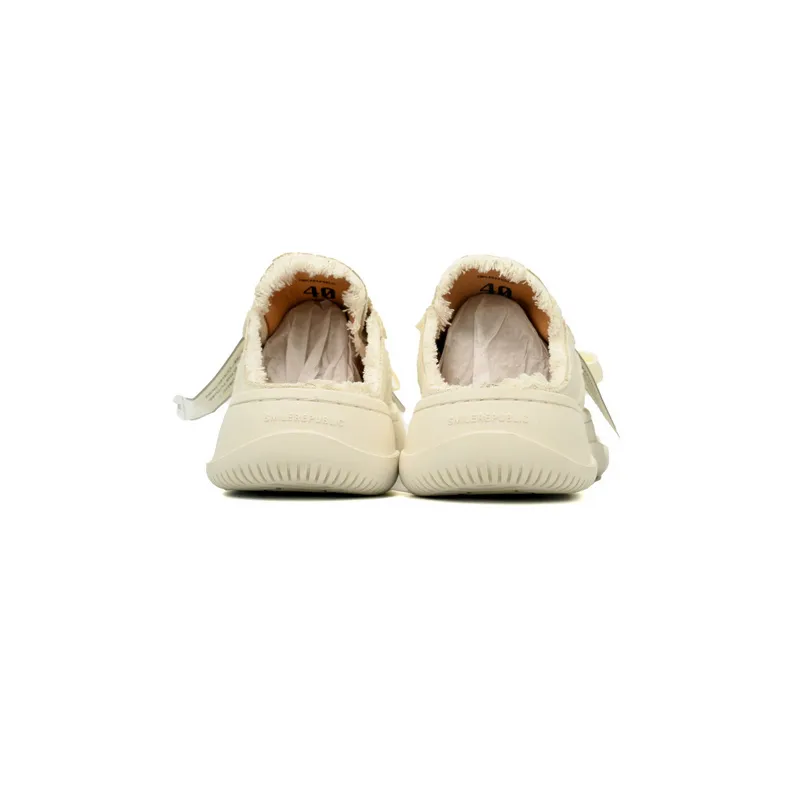 Smilerepublic White Coarse Canvas Slipper