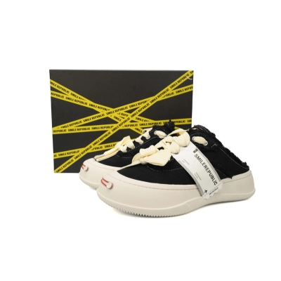 Smilerepublic  Black Coarse Canvas Slipper 02