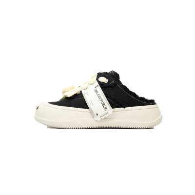 Smilerepublic  Black Coarse Canvas Slipper 01