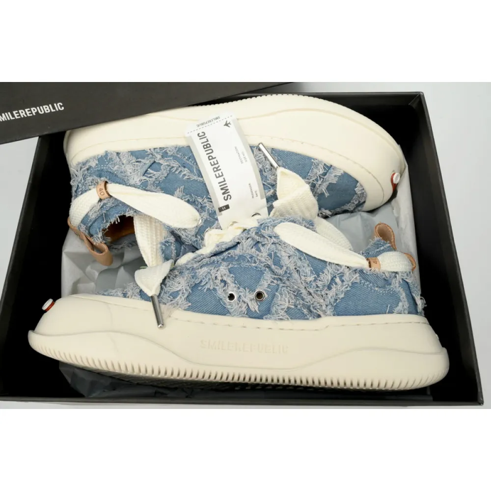 Smilerepublic Light Blue Plaid Denim Canvas SB Sneaker