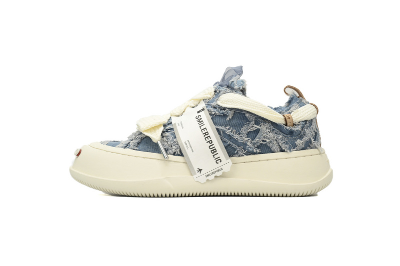Smilerepublic Light Blue Plaid Denim Canvas SB Sneaker