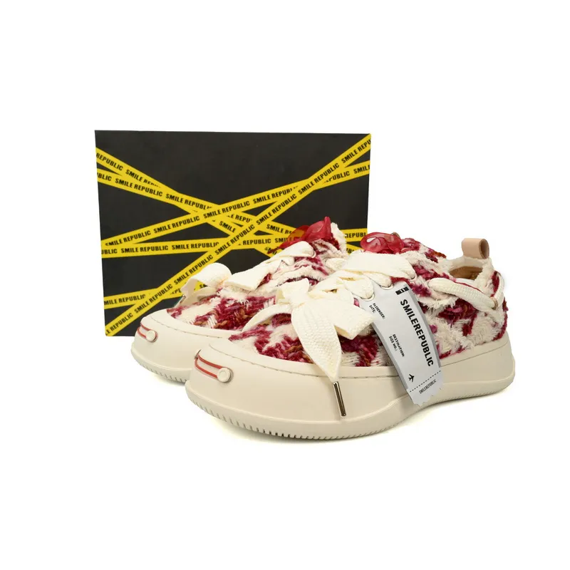 Smilerepublic Wine Red Glisten Houndtooth Low Top SB Sneaker