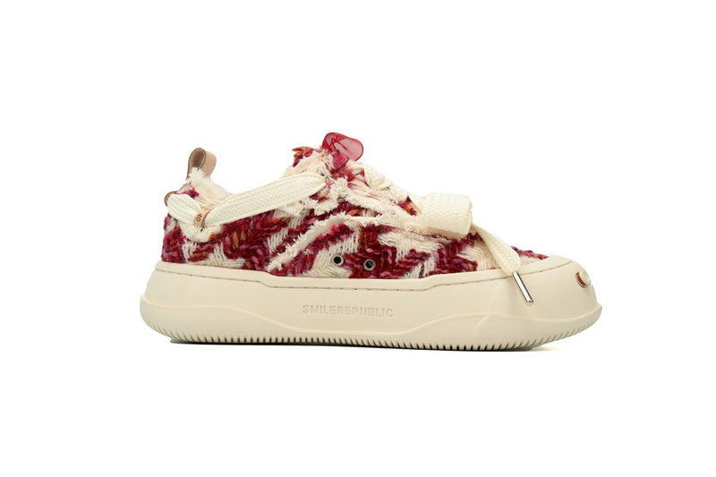 Smilerepublic Wine Red Glisten Houndtooth Low Top SB Sneaker