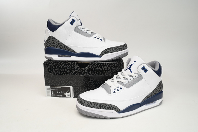 XH Air Jordan 3 "White Navy Cement"