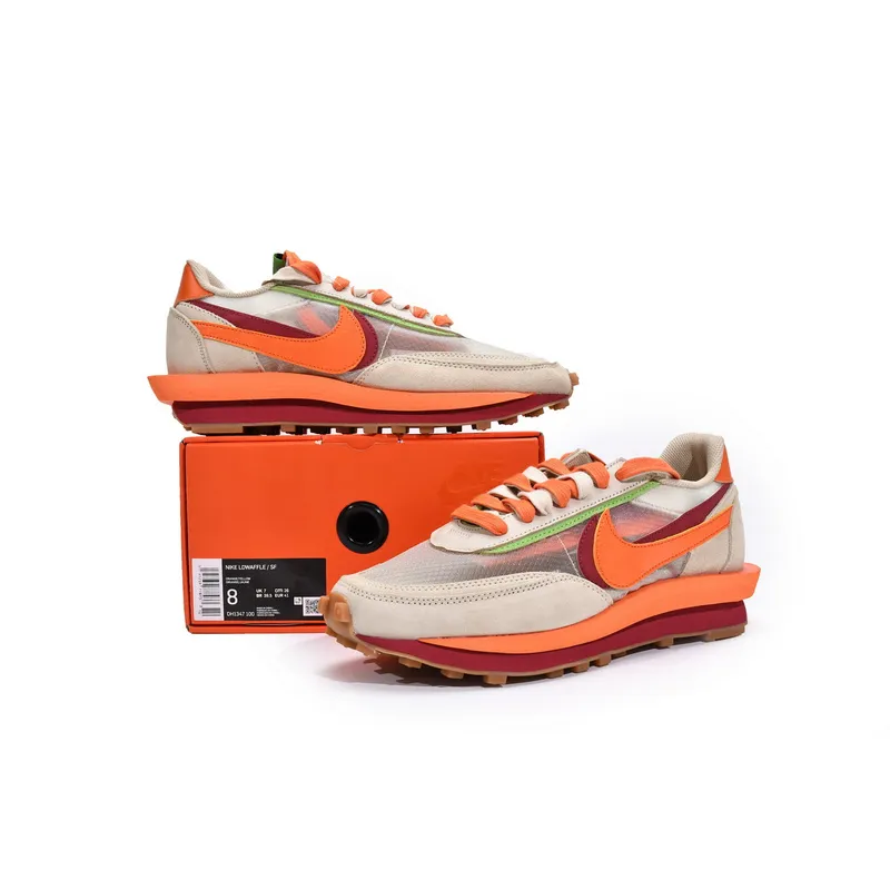 CLOT x sacai x Nike LDWaffle Orange Blaze