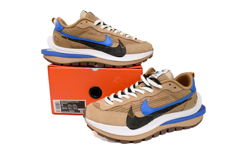 Sacai x Nike VaporWaffle Sesame Brown Blue Black Grid