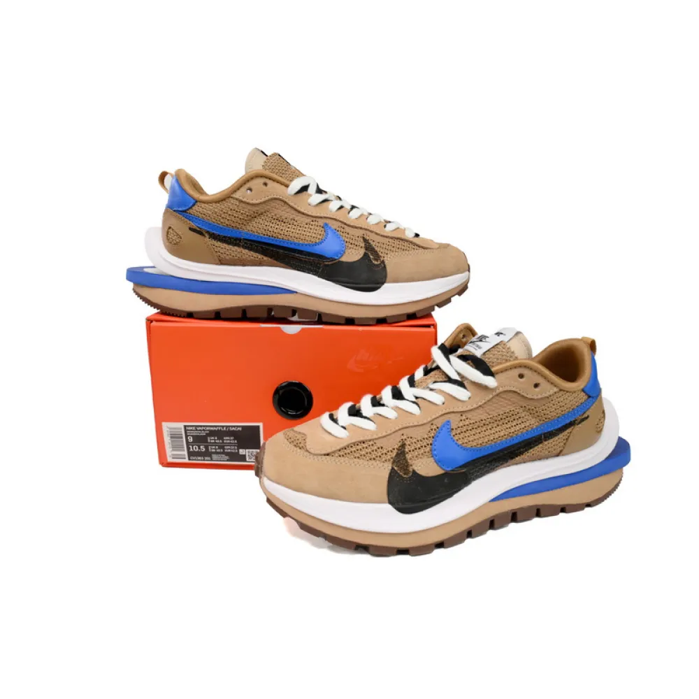 Sacai x Nike VaporWaffle Sesame Brown Blue Black Grid