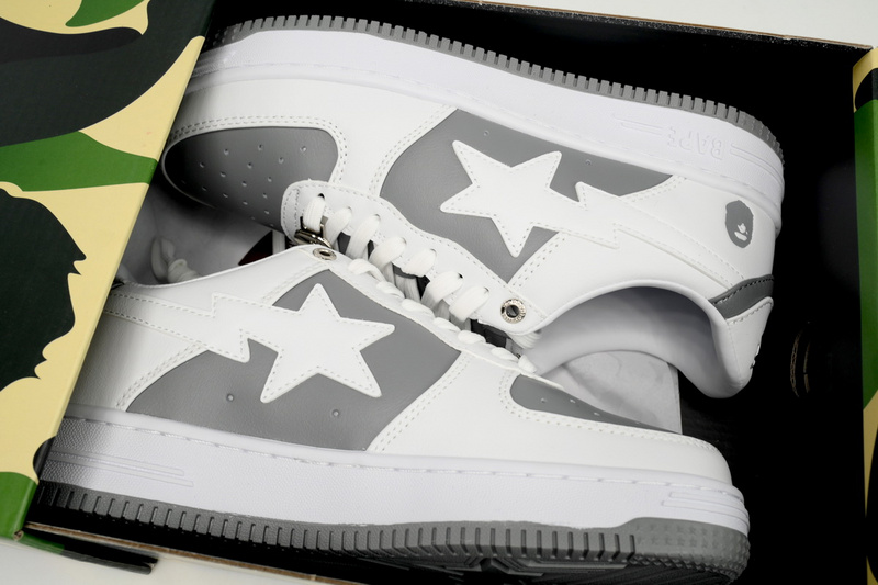 BP A Bathing Ape Bape Sta Low Grey White