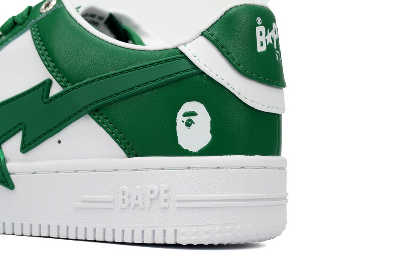 BP A Bathing Ape Bape Sta Low White Green Star