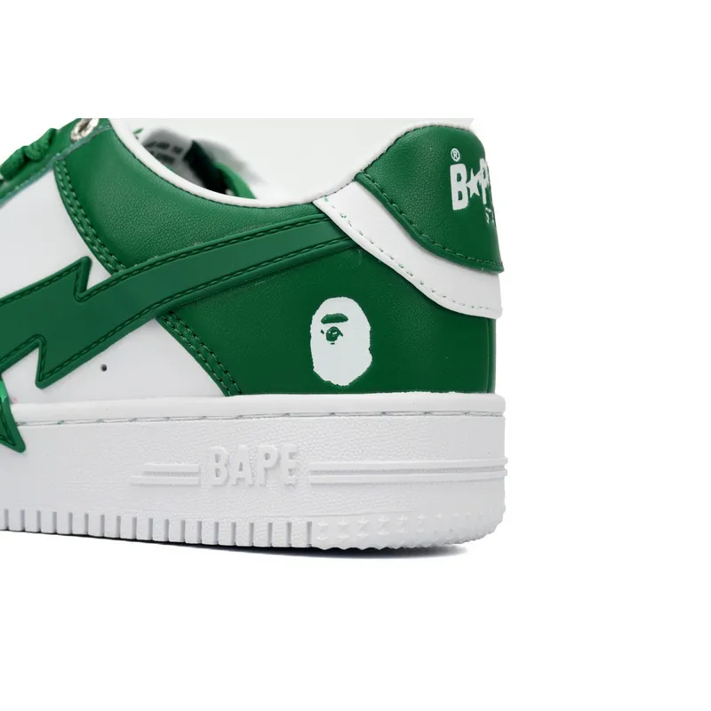 BP A Bathing Ape Bape Sta Low White Green Star
