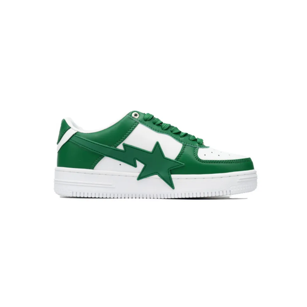 BP A Bathing Ape Bape Sta Low White Green Star