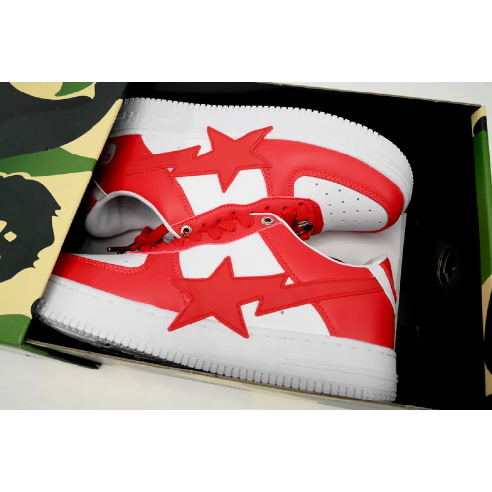 BP A Bathing Ape Bape Sta Low White Red Star