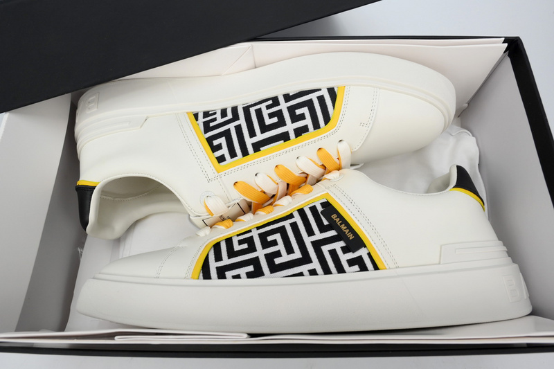 BALMAIN B-Skate Pattern White and Yellow