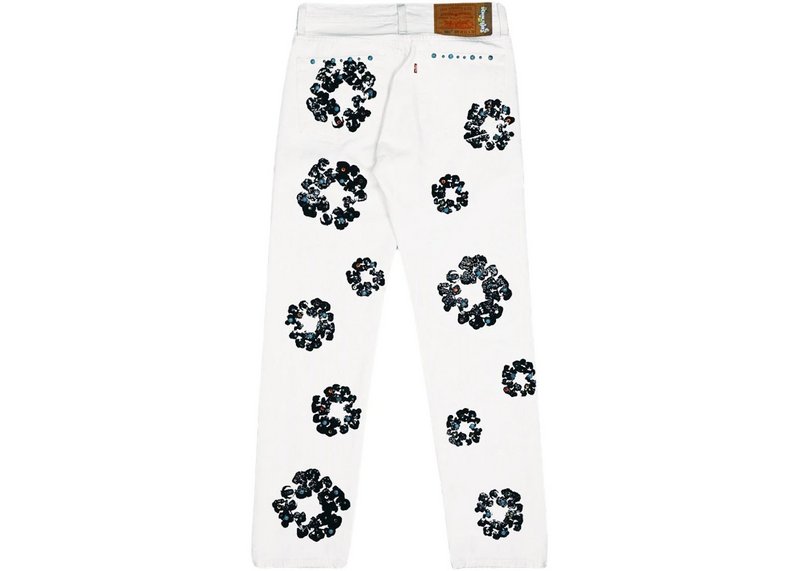Denim Tears x Levi's 501 Cotton Rhinestone Wreath Jeans - White