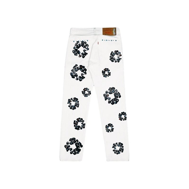 Denim Tears x Levi's 501 Cotton Rhinestone Wreath Jeans - White