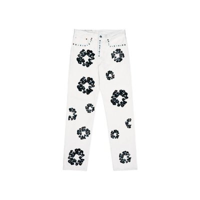 Denim Tears x Levi's 501 Cotton Rhinestone Wreath Jeans - White 01