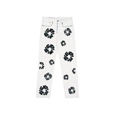 Denim Tears x Levi's 501 Cotton Rhinestone Wreath Jeans - White 01