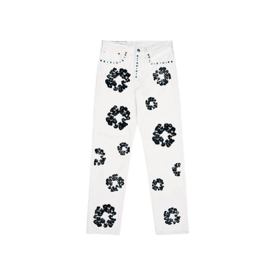 Denim Tears x Levi's 501 Cotton Rhinestone Wreath Jeans - White 01
