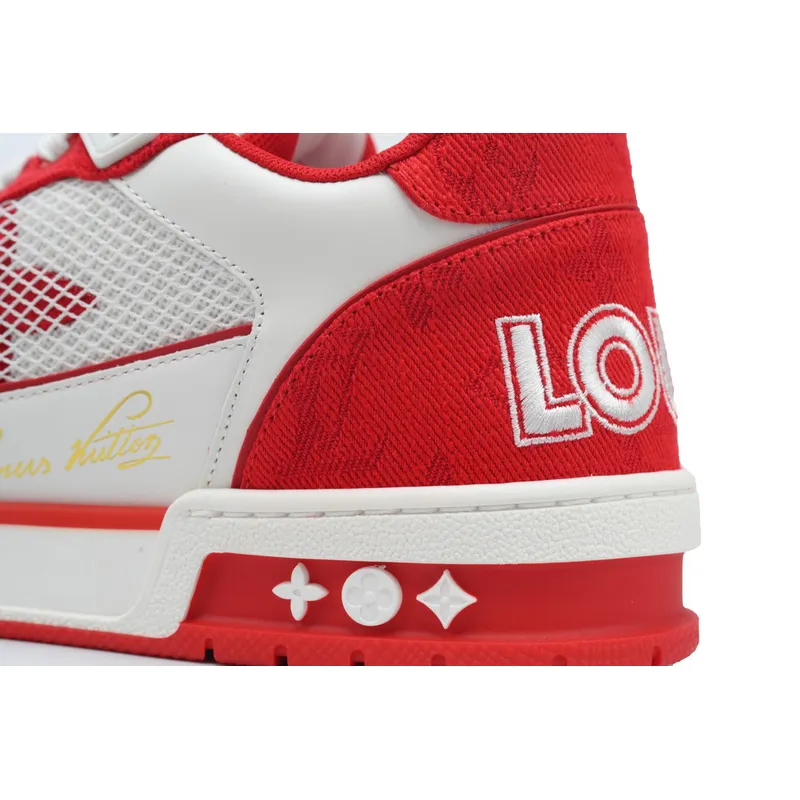 Louis Vuitton Trainer Denim Rose Red