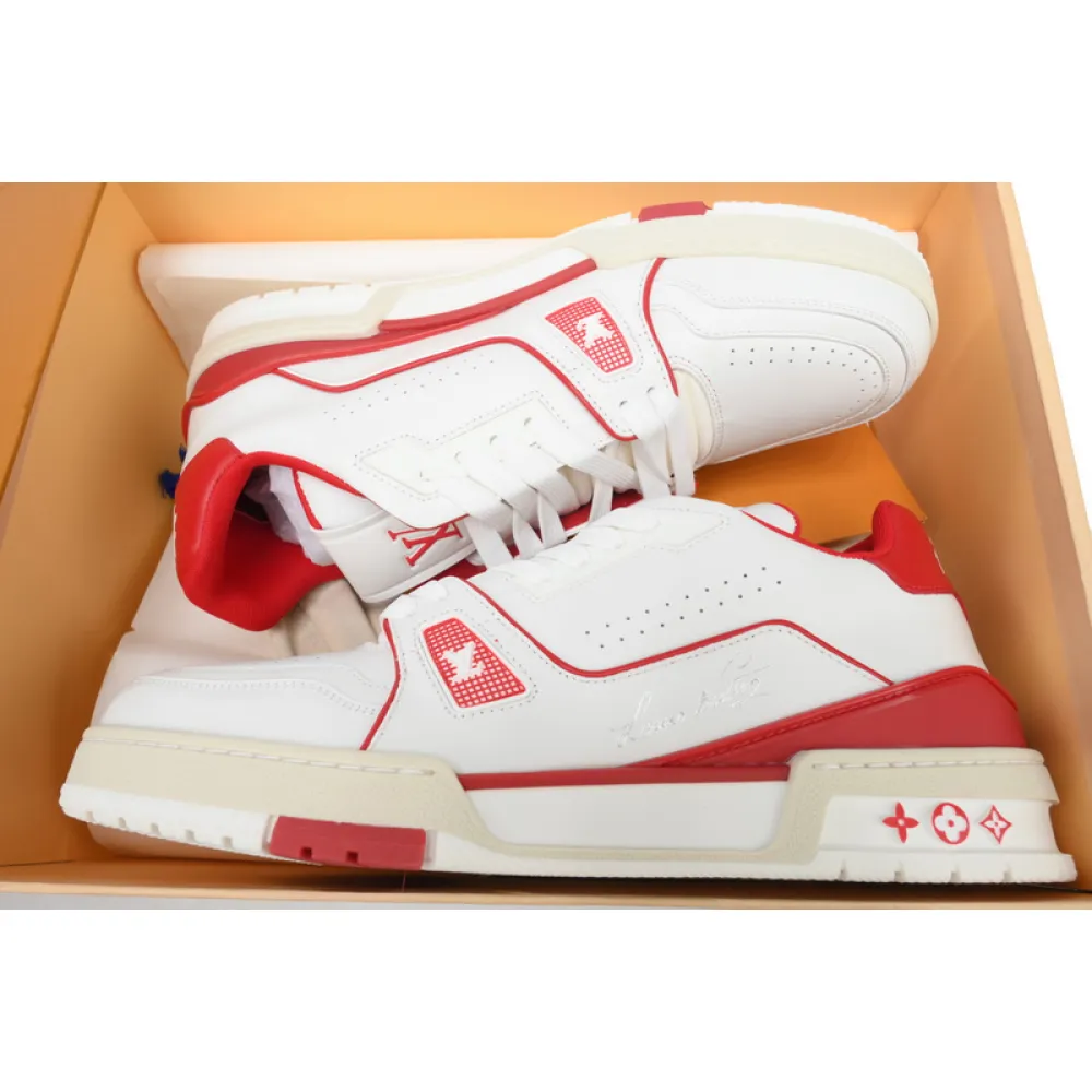 Louis Vuitton Trainer White Red