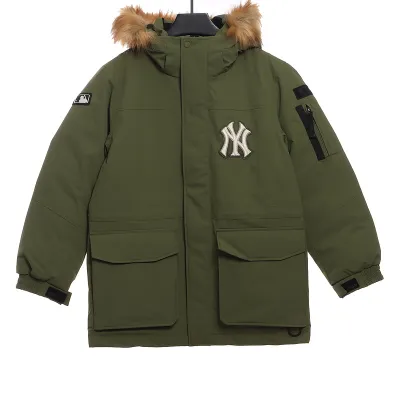 MLB Long Down Jacket Olive Green 01