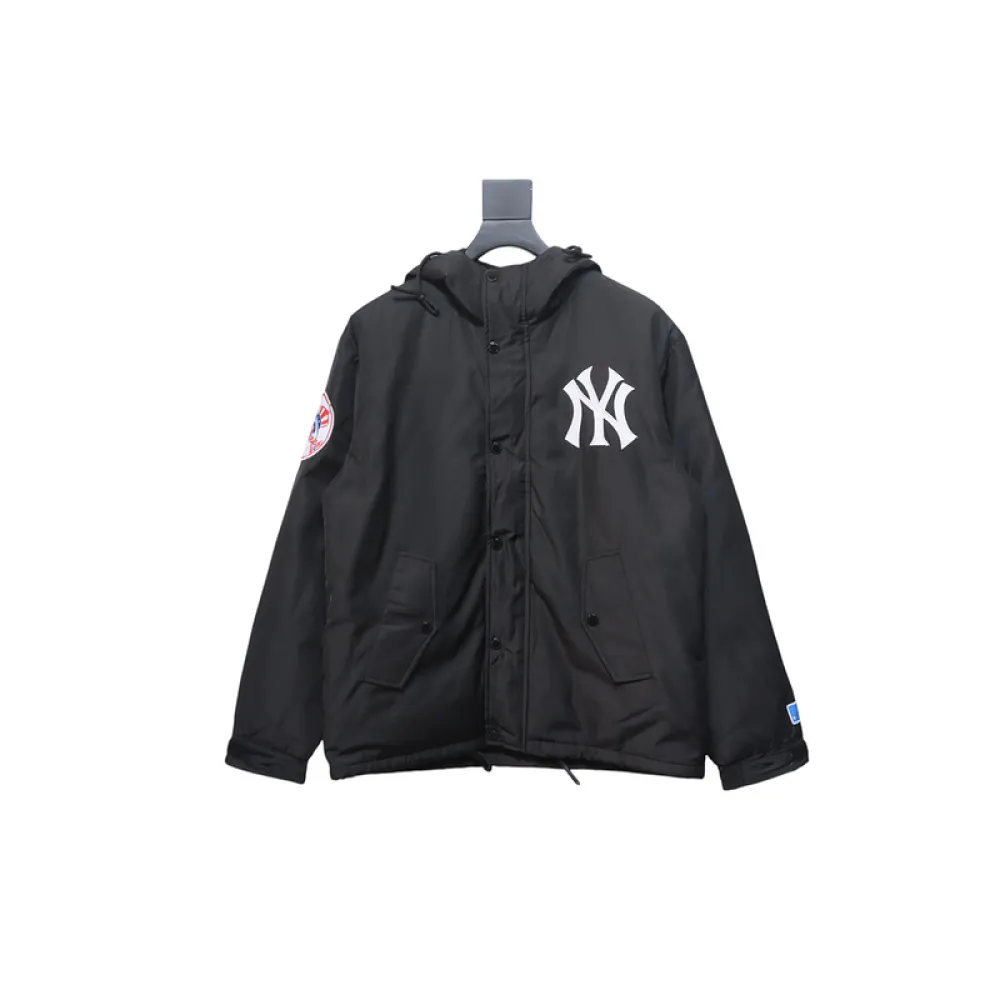 Supreme x MLB 24FW co-branded hooded zip-up jacket Black