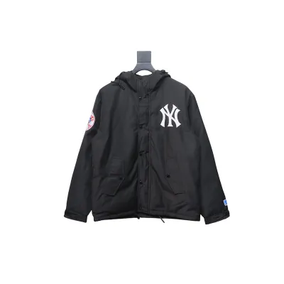 Supreme x MLB 24FW co-branded hooded zip-up jacket Black 01
