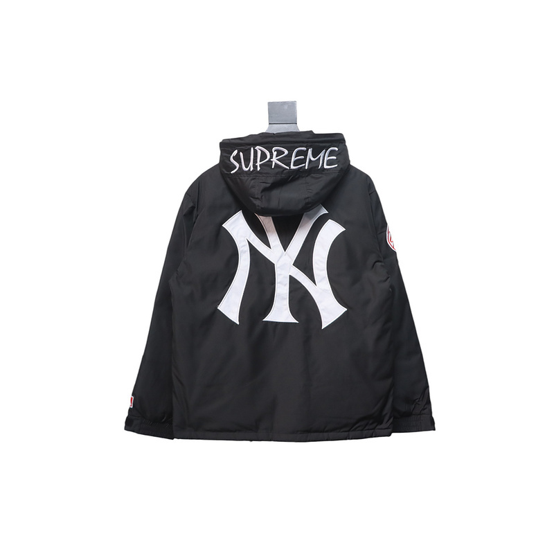 Supreme x MLB 24FW co-branded hooded zip-up jacket Black