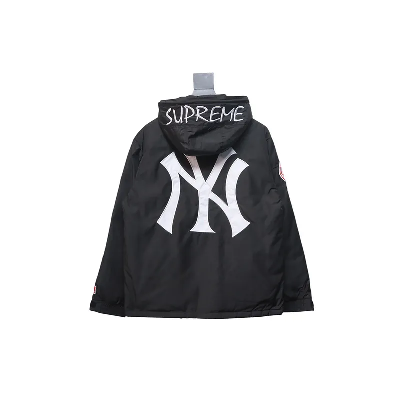 Supreme x MLB 24FW co-branded hooded zip-up jacket Black