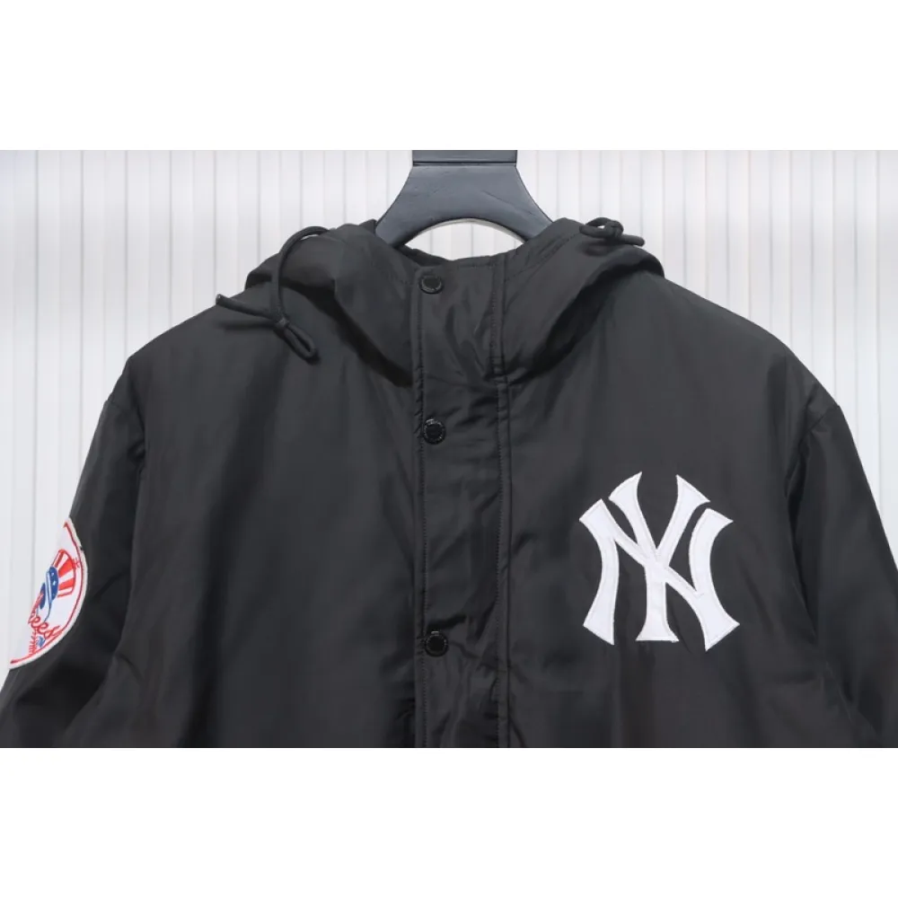 Supreme x MLB 24FW co-branded hooded zip-up jacket Black
