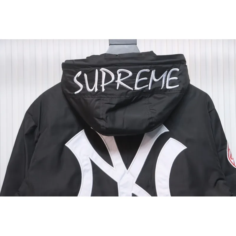 Supreme x MLB 24FW co-branded hooded zip-up jacket Black