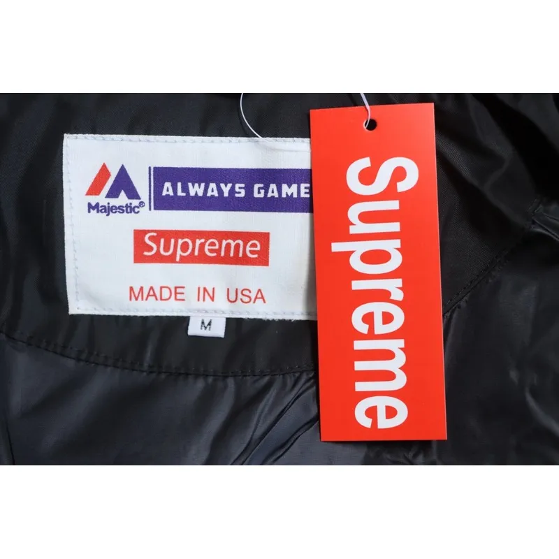 Supreme x MLB 24FW co-branded hooded zip-up jacket Black
