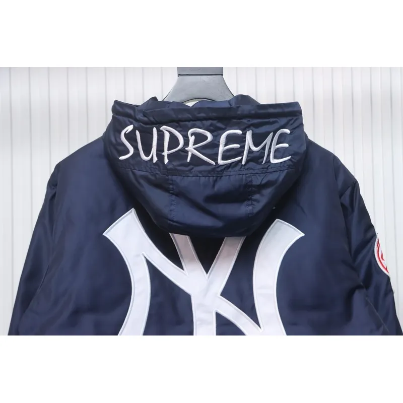 Supreme x MLB 24FW co-branded hooded zip-up jacket Blue