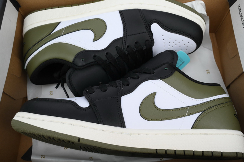 XH Air Jordan 1 Low Black Toe Medium Olive