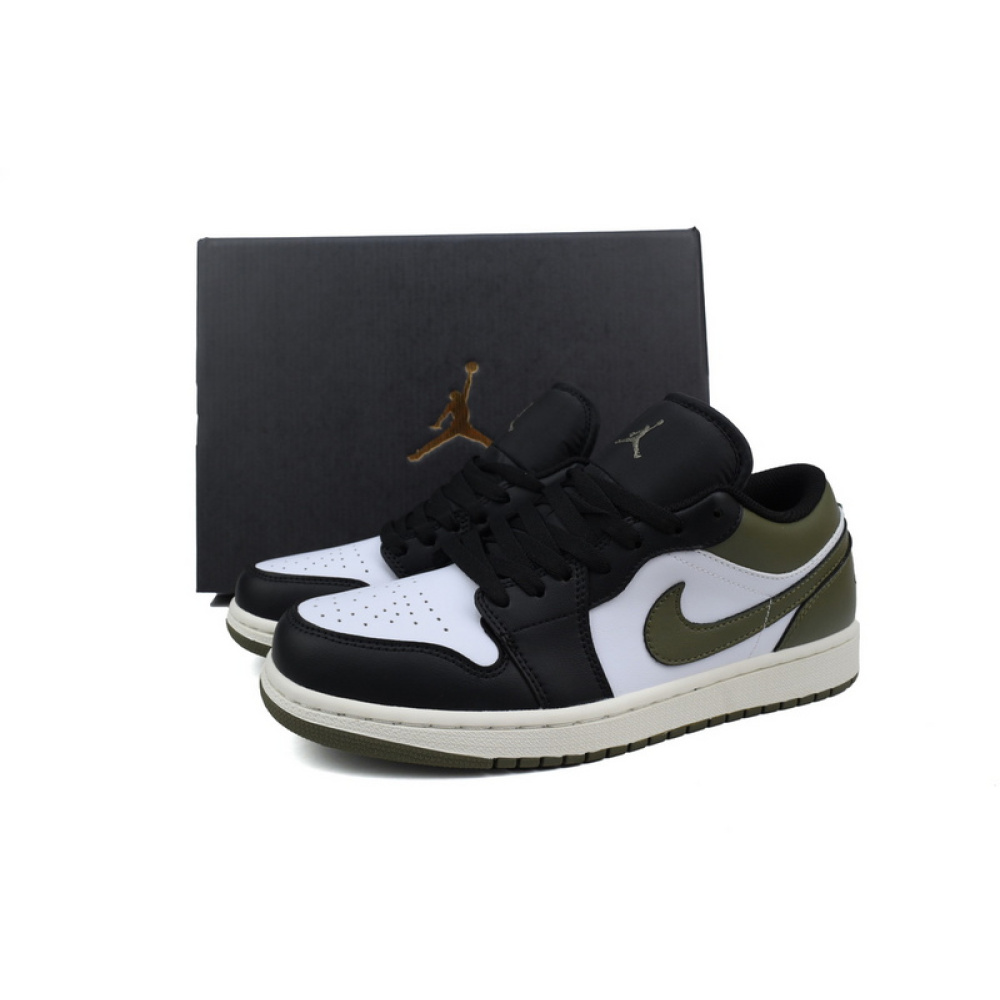 XH Air Jordan 1 Low Black Toe Medium Olive